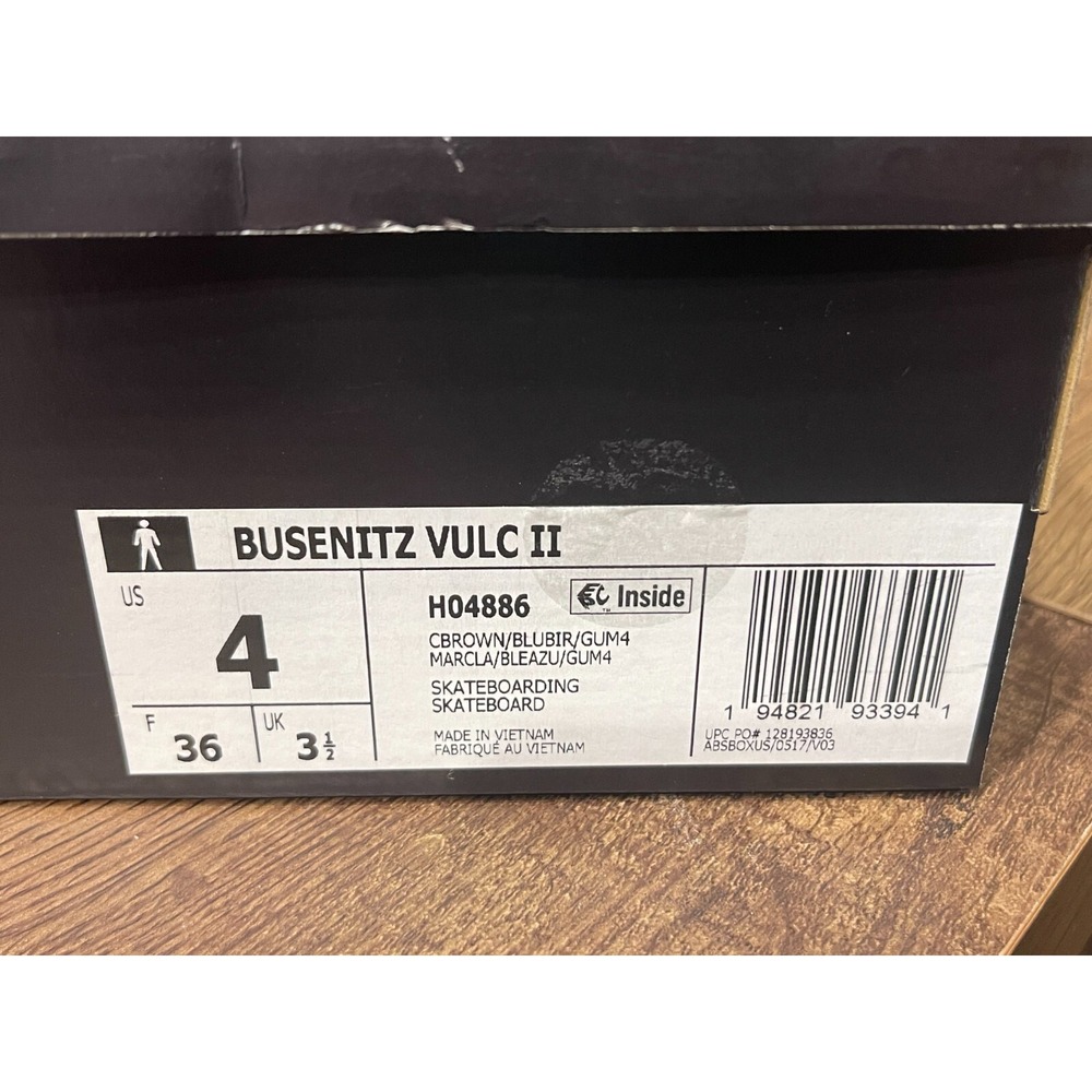 Adidas Busenitz Vulc II Vulcanized Skate Shoe Bliss Blue Bird Gum Size 4 H04886 - Picture 8 of 8
